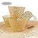 Baloray Pack of 24 Filigree Little Vine Lace Laser Cut Cupcake Wrapper Liner Baking Cup Muffin Case Trays Wedding Birthday Party Decoration (Gold)