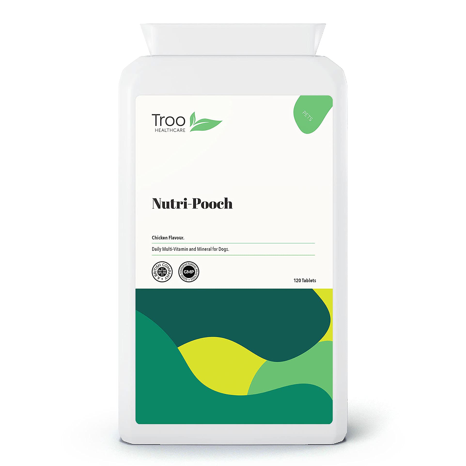 Troo Health Care Nutri-Pooch Multivitamins for Dogs - 120 Chewable Tablets - Essential Dog Vitamins & Minerals for Young or Senior Pets - UK Made to GMP Standards