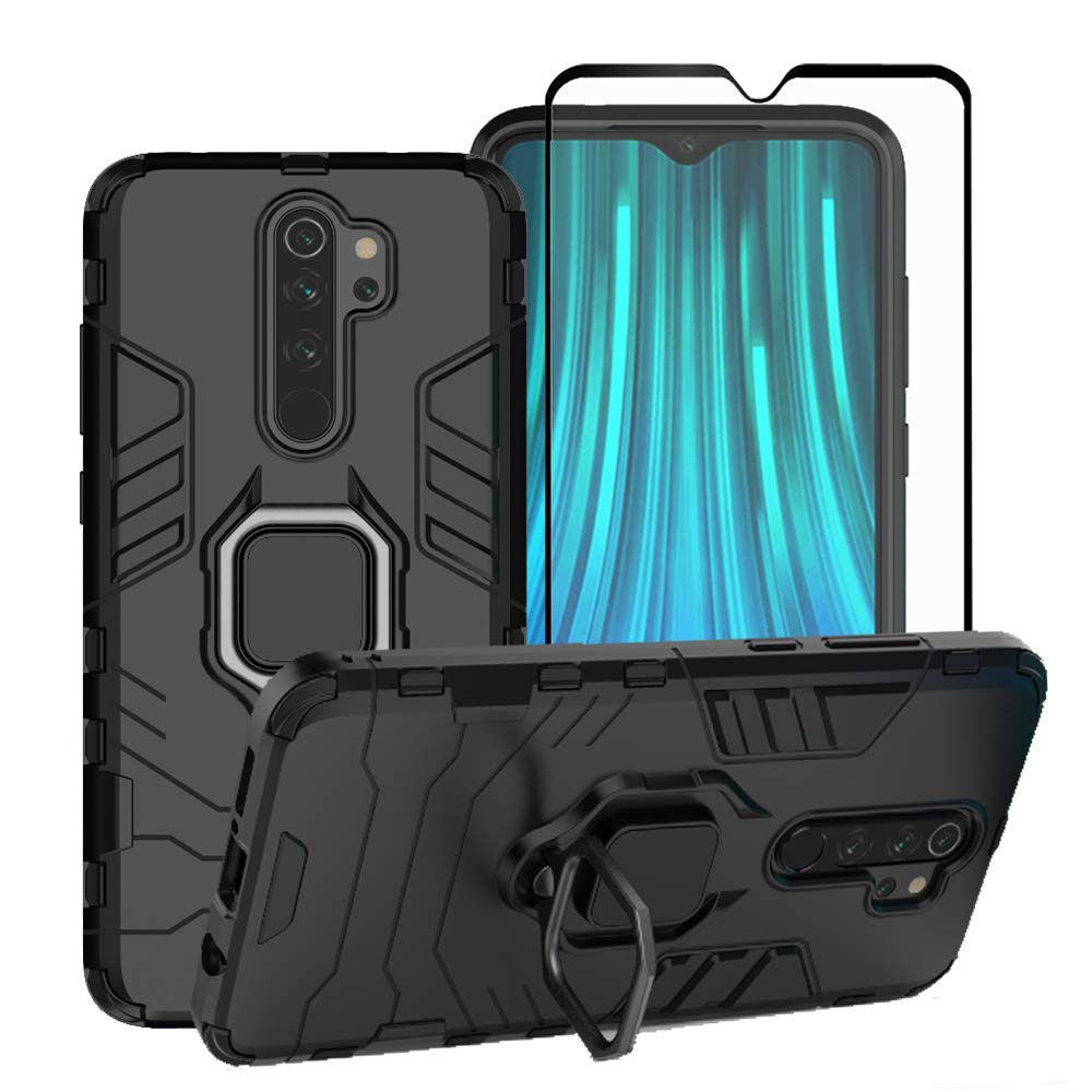 FaDream for Xiaomi Redmi Note Pro Case, Rugged Shockproof Hybrid Dual  Layer Heavy Duty Protective Kickstand Cover with Tempered Glass Screen