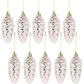 ABOOFAN 10pcs Pinecone Christmas Ornaments Large Glass Pine Cone Hanging Ornaments for Xmas Tree DIY Crafts Fall Thanksgiving Day Decoration
