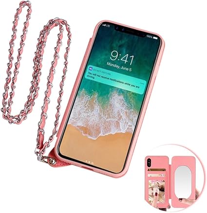 Amazon Bidear Iphone7plusケース Iphone8plusケース スマホケース 背面ケース 鏡付き チェーン 携帯カバー カード収納 化粧鏡 全面保護 ピンク 修理パーツ 通販