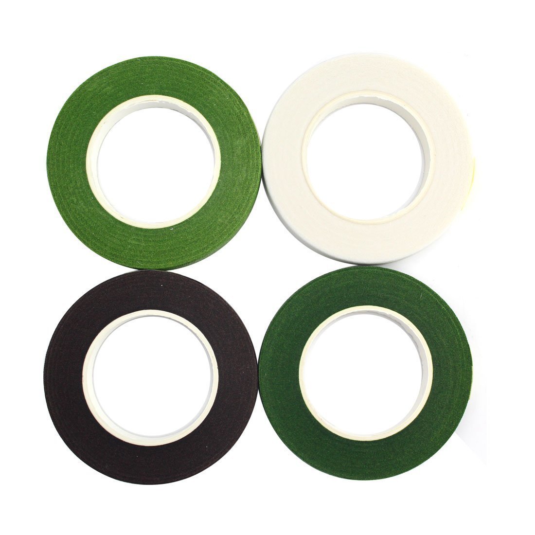 CCINEE 4 Pieces Floral Wire Tape For Stem Wrap (Green,Dark Green,White,Coffee)