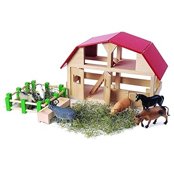 Amazon Com Excellerations Classic Wooden Toy Barn For Kids
