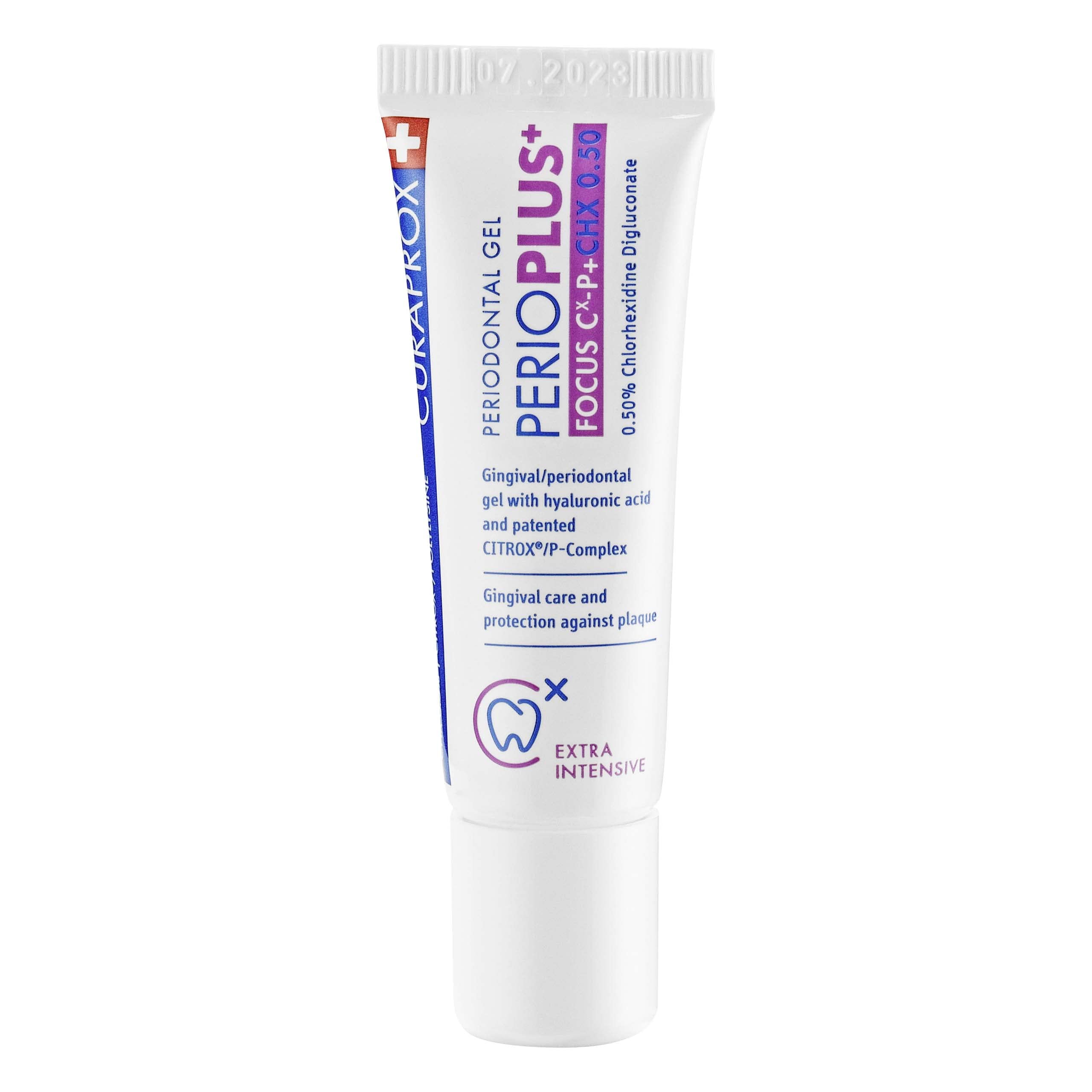 Curaprox PerioPlus+ Focus Gel – Targeted Gum Care | Supports Healing with CHX and Hyaluronic Acid | 10 ml Tube | Designed in Switzerland