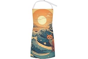 BTCOWZRV Anime Style Cat Aprons for Kitchen, Adjustable Funny Bib Aprons with Pockets, Waterproof Chef Apron for Unisex, Oil 