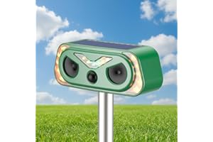 WONDERMAR Solar Ultrasonic Animal Repellent Outdoor, Cat Repellent Outdoor with Motion Detection, Rabbit for Yard Garden Farm, Rabbit,Squirrel,Deer,Raccoon,Skunk,Rodent Deterrents Animal Repeller, 1 Pack