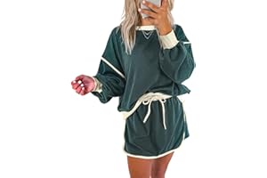 Ecosunny 2 Piece Sets for Women Casual Tracksuit Sweatshirt Waist Skirted Skorts Matching Set Lounge Wear Sweat Suit