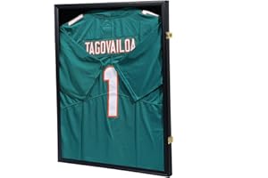 JDECO Jersey Frame Display Case - Jersey Display Frame Shadow Box for Jersey Display Case with UV Protection Acrylic Panel Gold Locks for Baseball Basketball Football Soccer Hockey Sport Shirt Black