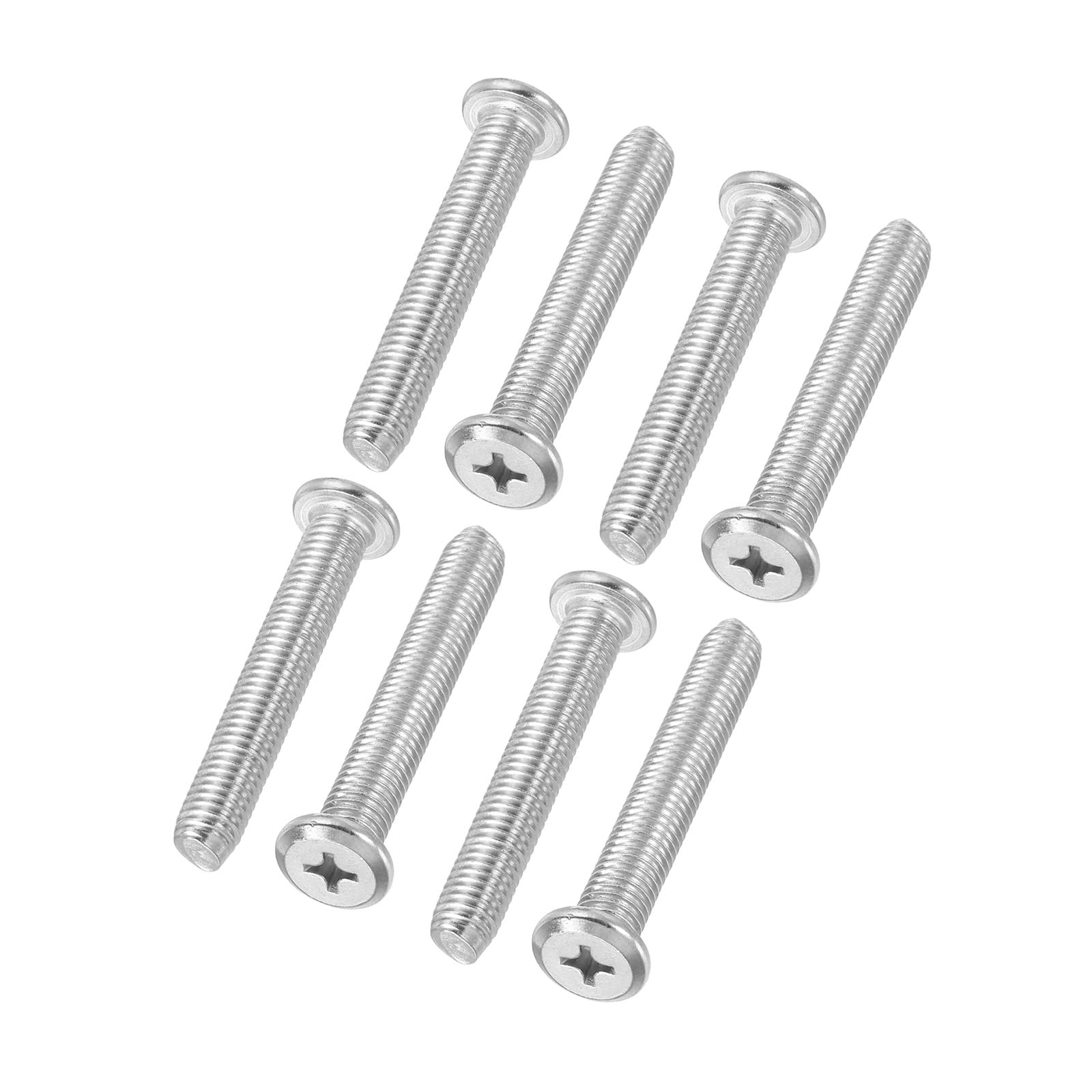 PATIKIL Flat Round Head Phillips Screws, 8 Pack M8-1.25 x 75mm Binding Screws 304 Stainless Steel 18-8 Full Thread, Phillips Drive Machine Screw Furniture Screw Connector Bolts