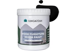 Jungarian Furniture Paint 32oz - Water-based & Low Odor No Sanding All-in-One - Matte Finish Indoor Outdoor Wood Paint for Cabinets, Doors, Tables and Dressers, Black