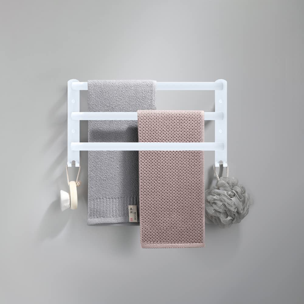 HONPHIER Towel Rails Wall Mounted 3 Tier Towel Rack With Hooks Space Aluminum Towel Rack Bathroom Towel Holder No Fading Towel Shelves For Kitchen Bathroom Toilet Hotel Office