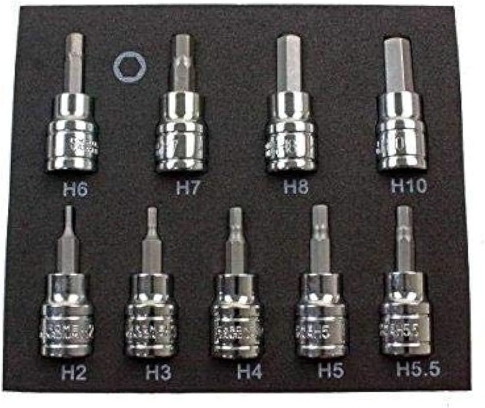 US PRO 9 Pc Hex Allen Key Bit Socket Set Metric 3/8" Dr Drive 2-10mm CR-V 2065