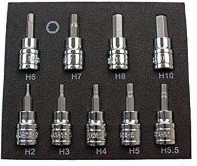 US PRO 9 Pc Hex Allen Key Bit Socket Set Metric 3/8" Dr Drive 2-10mm CR-V 2065
