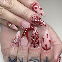 Amazon.com: 24 Pcs Pink Press on Nails Short Almond - YEFIUO Red ...