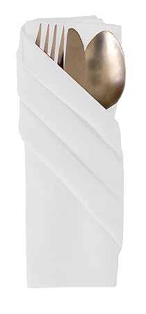 Table_Linen Servietten, quadratisch, Polyester, 48 x 48 cm, für Hochzeit, Abendessen, Restaurant, Weihnachten, 10 Stück weiß