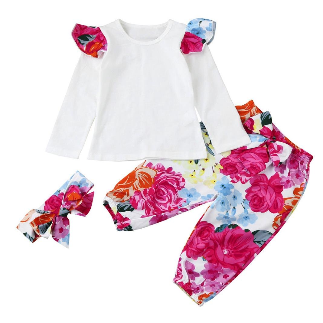 Day8 Ensemble Fille Ete Vetement Bebe Fille Printemps Blouse Enfant Fille Pas Cher Fashion Chemisie Bebe Fille Soiree Haut Chic Top Fleur Sweat T Shirt Pantalon Bandeau Fille Ensembles