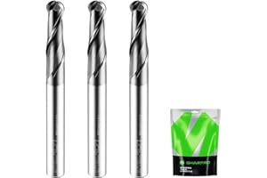 SHARPRO Carbide Ball Nose End Mills 2 Flute 1/4 Inch SHK. and Cutting Dia. 3D Carving, High-Speed and Deep Cutting, AlCrN Coated, Apply for Alloy Steel, Stainless Steel and Various Cast Iron. (3PCS)