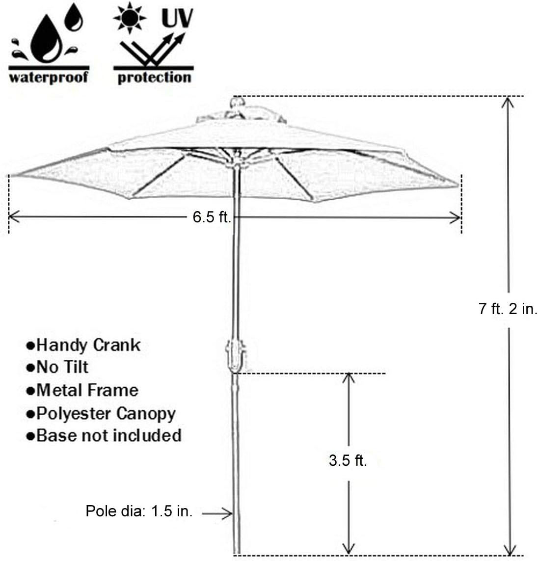 Amazon Com Patio Umbrella Outdoor Table Umbrella With 6 Sturdy Ribs And Crank 6 Ft Orange Umbrella Garden Outdoor