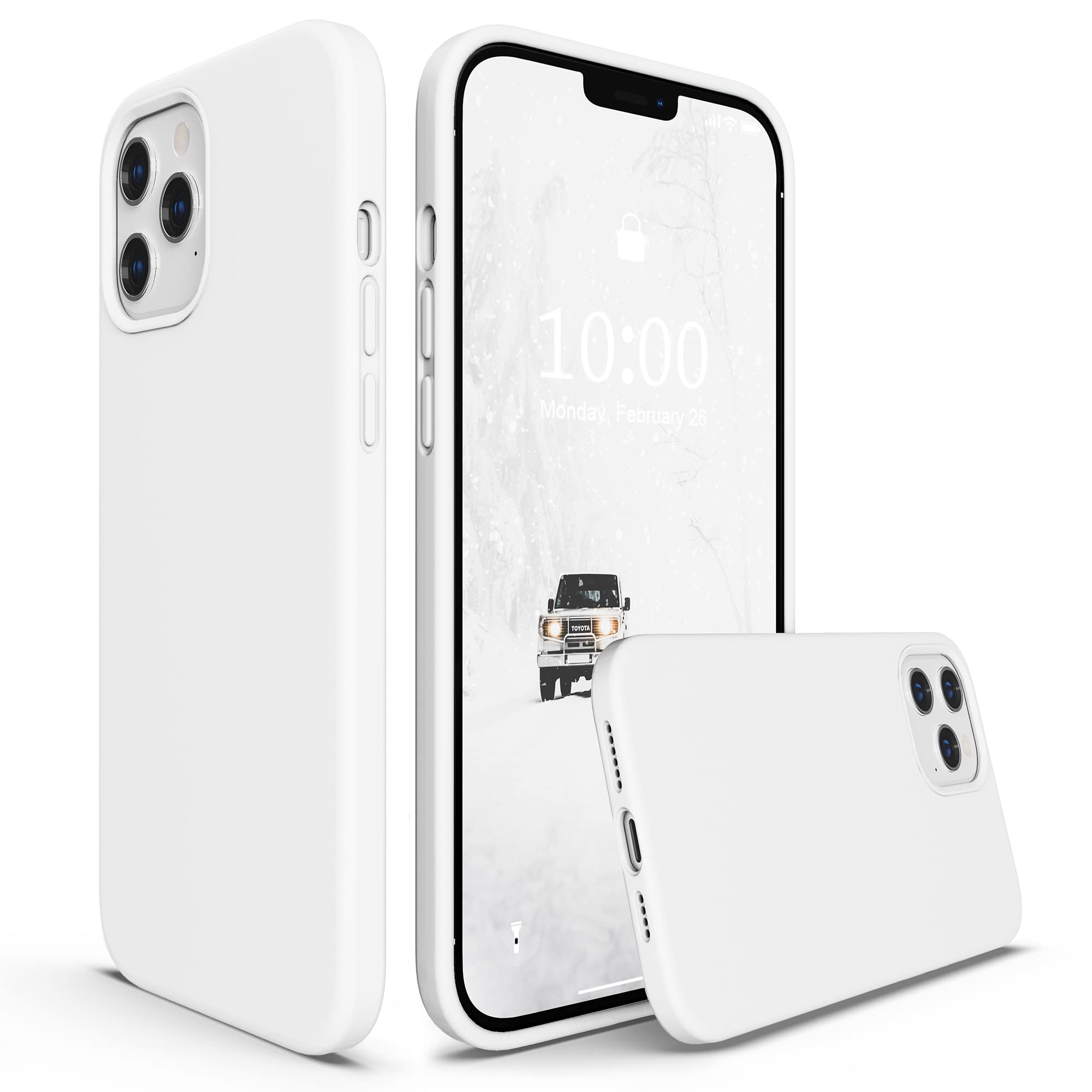 SURPHY Liquid Silicone Case for iPhone 12 Pro Max Case, Gel Rubber Full Body Thickened Design Shockproof Phone Case with Microfiber Lining for iPhone 12 Pro Max 6.7 Inches 2020 (White)