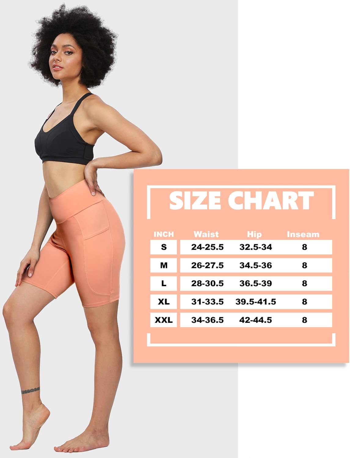 MOVE BEYOND Buttery Soft Women's 8'' High Waist Workout Yoga Shorts with Side Pockets Non See-Through Running Athletic Shorts: Clothing