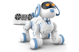 STEMTRON Programmable Remote Control Robot Cat Robot Dog for Kids, Interactive Robotic Dog Robotic Cat, Robo Dog Robo Cat, RC Robot with Touch Sensing, LED Eyes, Dance & Music