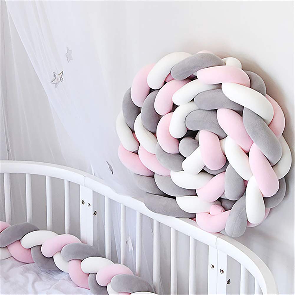 white braided crib bumper