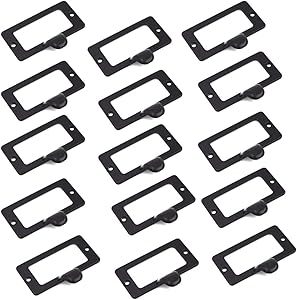 SpzcdZa 15Pack 59x45mm Office Library File Drawer Cabinet Card Tag Label Card Holder Drawer Pull/Label Holders/Label Frames Card/Label Holder Modern Label Holders Metal Frame(Black)