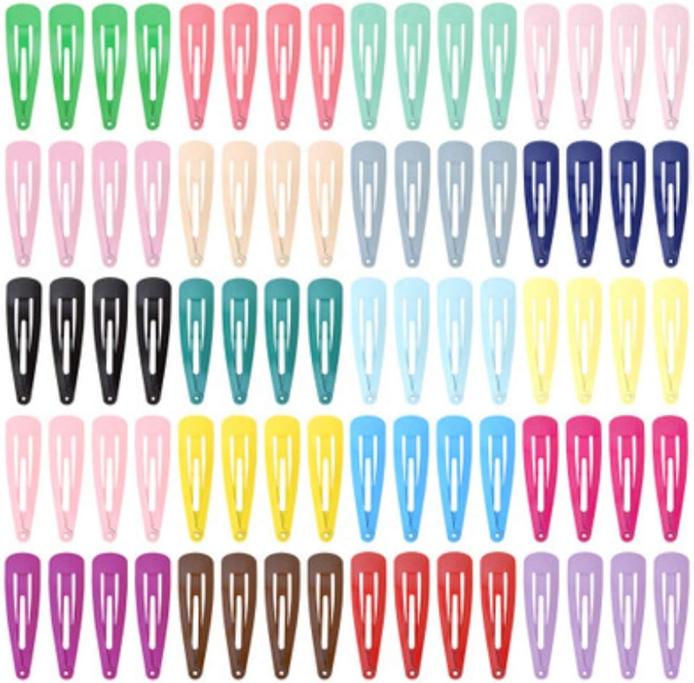 80 Pcs 20 Colors Girls Kids Women Snap Hair Clips Hair Barrettes Solid Candy Color Snap Barrettes, Multicoloured, 2 Inch
