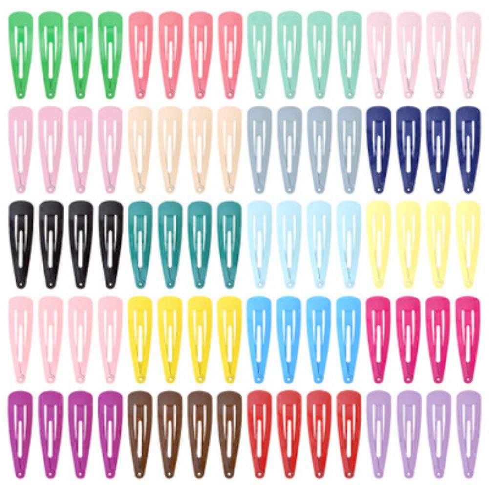80 Pcs 20 Colors Girls Kids Women Snap Hair Clips Hair Barrettes Solid Candy Color Snap Barrettes, Multicoloured, 2 Inch