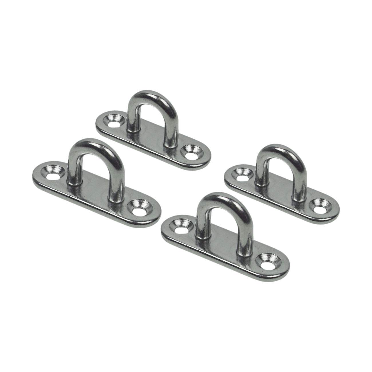 Lomo 5mm Stainless Steel D Ring 316 Marine Grade Wall Mount U Heavy Duty Eye Plate 4 pack - Oblong Pad