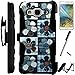 For Samsung Galaxy J7 (Sprint Boost Mobile MetroPCS) Case Armor Hybrid Case Silicone Phone Cover Kick Stand LuxGuard Holster+LCD Screen Protector+Stylus (Flower Patch/Black)