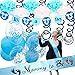 Boy Baby Shower Decorations For Boy - 33 Piece Kit Mommy To Be Sash IT'S A BOY Banner Theme Blue White Swirl Decor Tissue Paper Flower Pom Poms Swirlers Party Supplies Table Cloth Favors Balloons