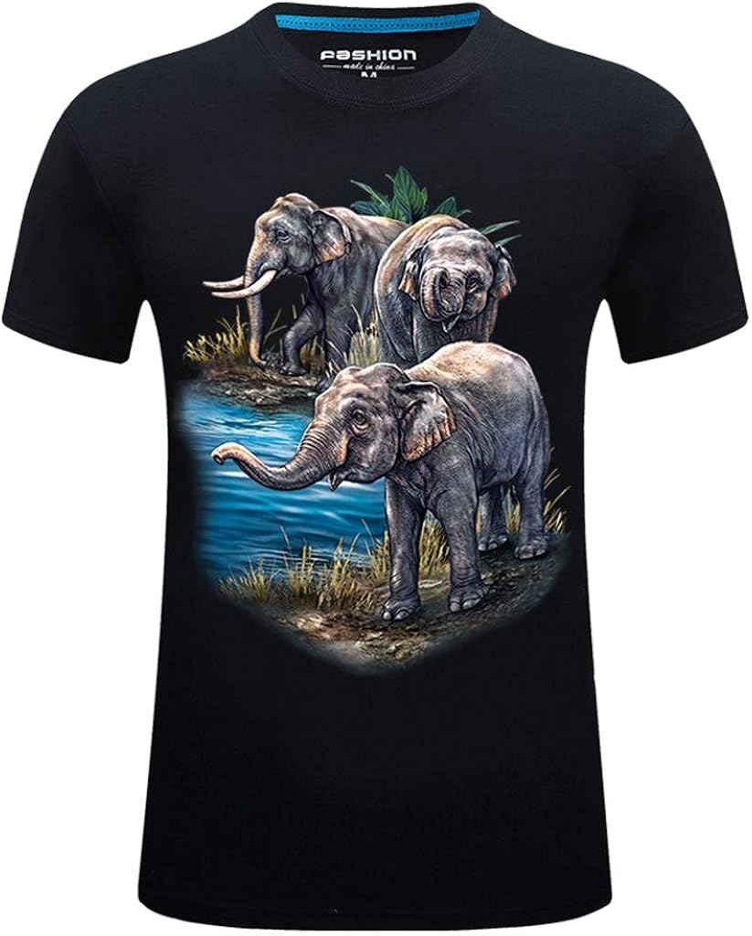 Stoota 2020 Men's New Summer Printed Casual Short Large Size Round Neck T-Shirt Tops