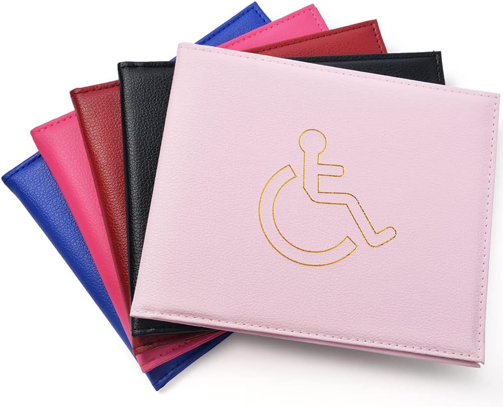 Vicloon Disabled Badge Holder PU Leather Blue Pink Hologram Safe Timer Holder
