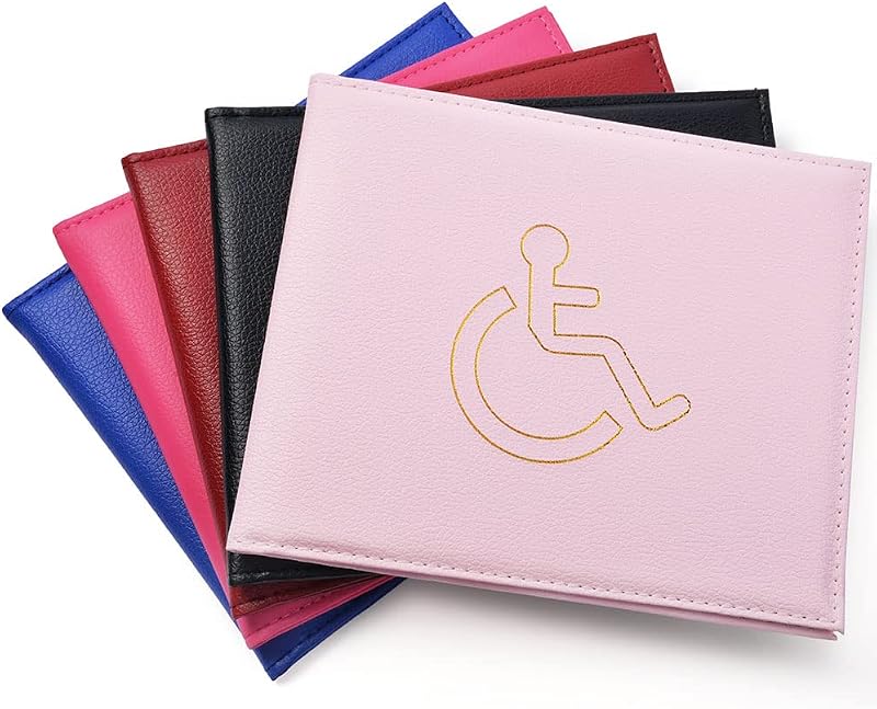 Vicloon Disabled Badge Holder PU Leather Blue Pink Hologram Safe Timer Holder