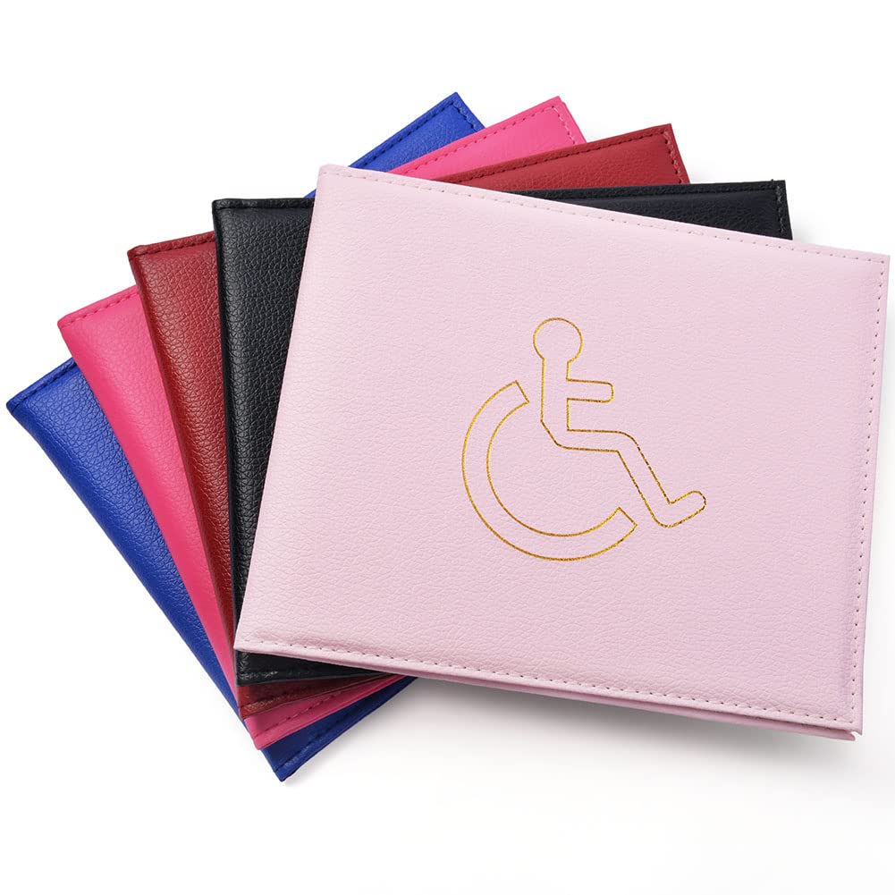 Vicloon Disabled Badge and Timer Holder, PU Leather Disabled Badge Holder Wallet Protector, Blue Badge Timer Holder ProtectorHologram Safe Disabled Badge Holder (Pink)