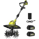 SEYVUM Cordless Tiller for Gardening, 20V 2 X 4.0Ah Battery Powered Cultivator, 9-in Tilling Width and 7-in Depth Electric Rototiller, 360 RPM Garden Tiller for Soil Cultivation