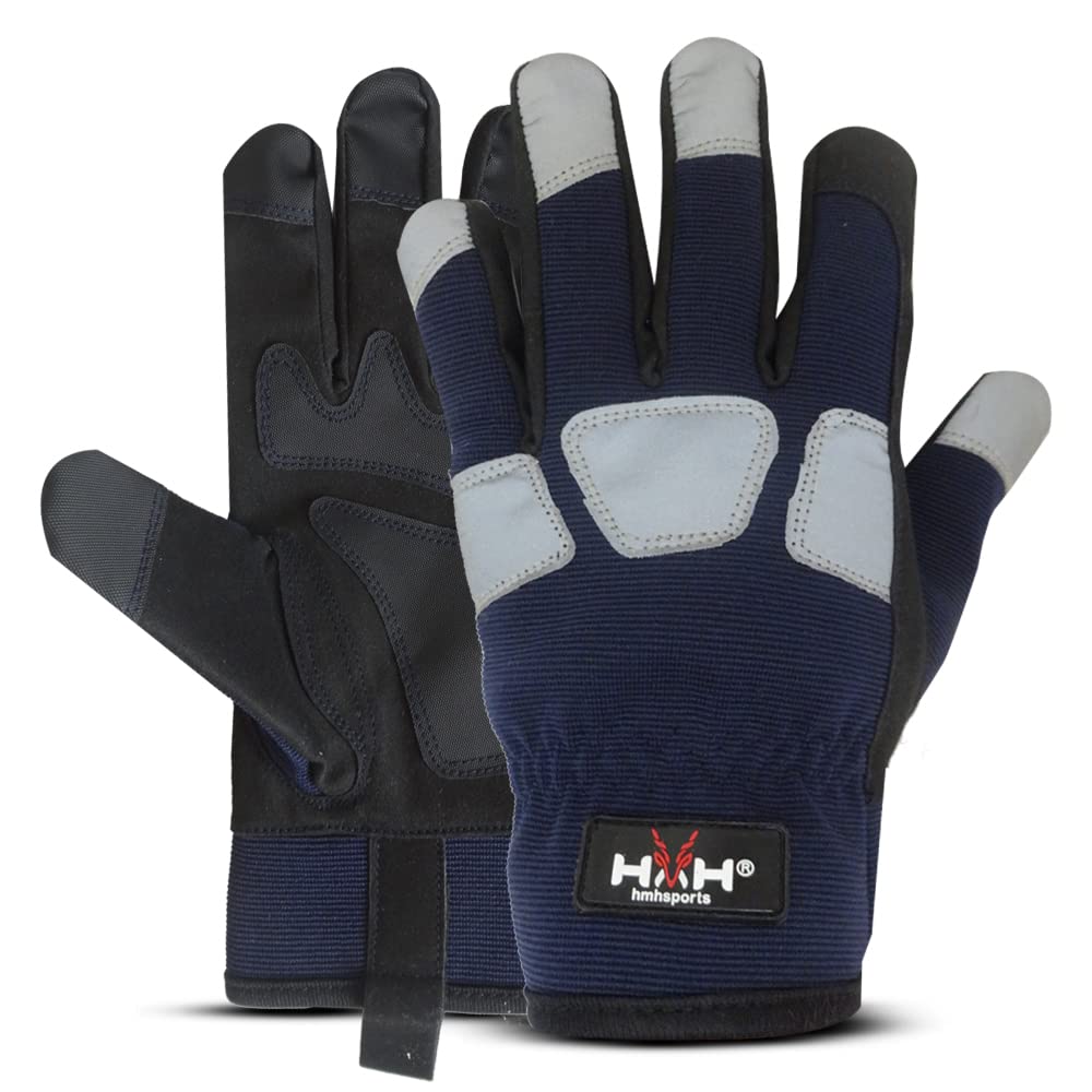 HMH Gardening Gloves For Women Men Heavy Duty Work Gloves Men Women -Dexterity Gloves garden gloves (Small, Blue)