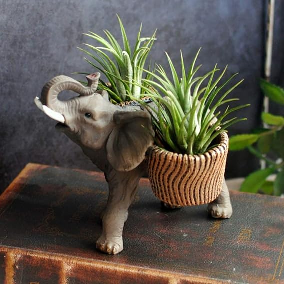 zenggp Rustic Small Elephant Garden Ornament Sculpture Resin Statue