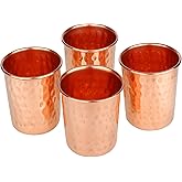 Zap Impex Pure Copper Tumblers for Drinking - Ayurveda Health Pure Copper Cups – 4 pcs. set - 250 ml.(8 fl oz) (Hammered)