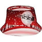 Christmas Hats for Women Men Funny Christmas Snowflakes Bucket Hats Packable Summer Travel Beach Sun Hat