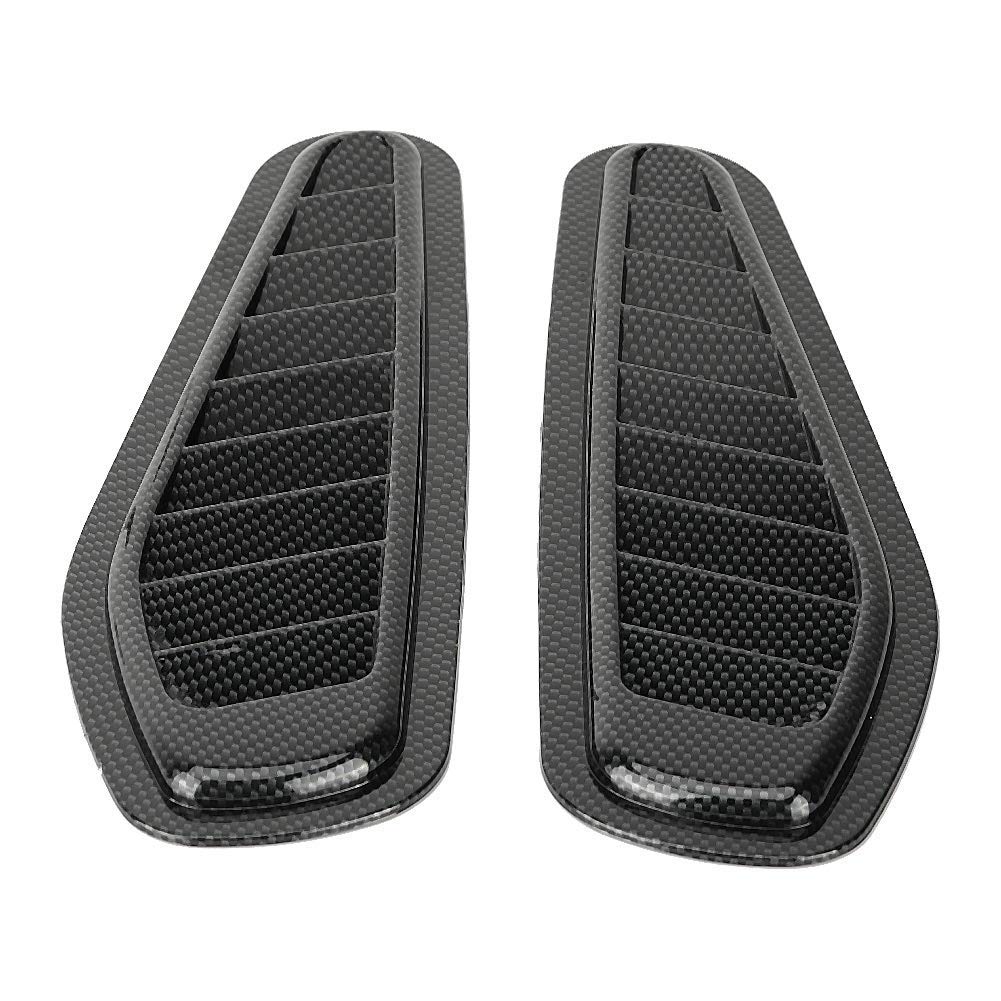Aramox Bonnet Vent Cover, 2pcs Carbon Fibre Style Stick-On Air Intake Scoop, Universal Decorative Car Hood Vent, Self-Adhesive, Gloss Black