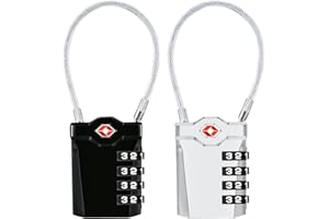 2 Packs TSA Luggage Locks with 14cm Flexible Cable, Diyife 4-Digit Combination Lock Security Padlock Travel Lock for Suitcase Luggage Backpack School or Gym Cabinet, etc. (Black & Sliver)