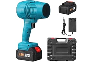 NOCMOSI Seese Turbo Jet Blower, Cordless Turbo Super Power Air Compressed Duster, Handheld Leaf Blower, Car Snow Blower with 48v 13000mAh Battery, Electric Car Dryer for Outdoor Cleaning, BBQ(Blue+1Battery)