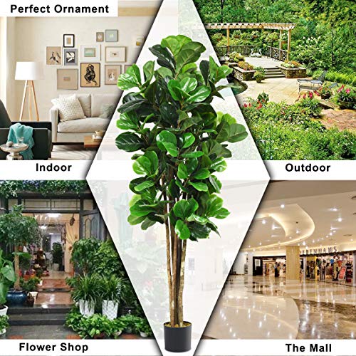 Goplus Fake Fiddle Leaf Fig Tree, 6FT Tall Artificial Tree Greenery