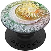 Sun and Moon with Floral Patterns Boho Art PopSockets Adhesive PopGrip