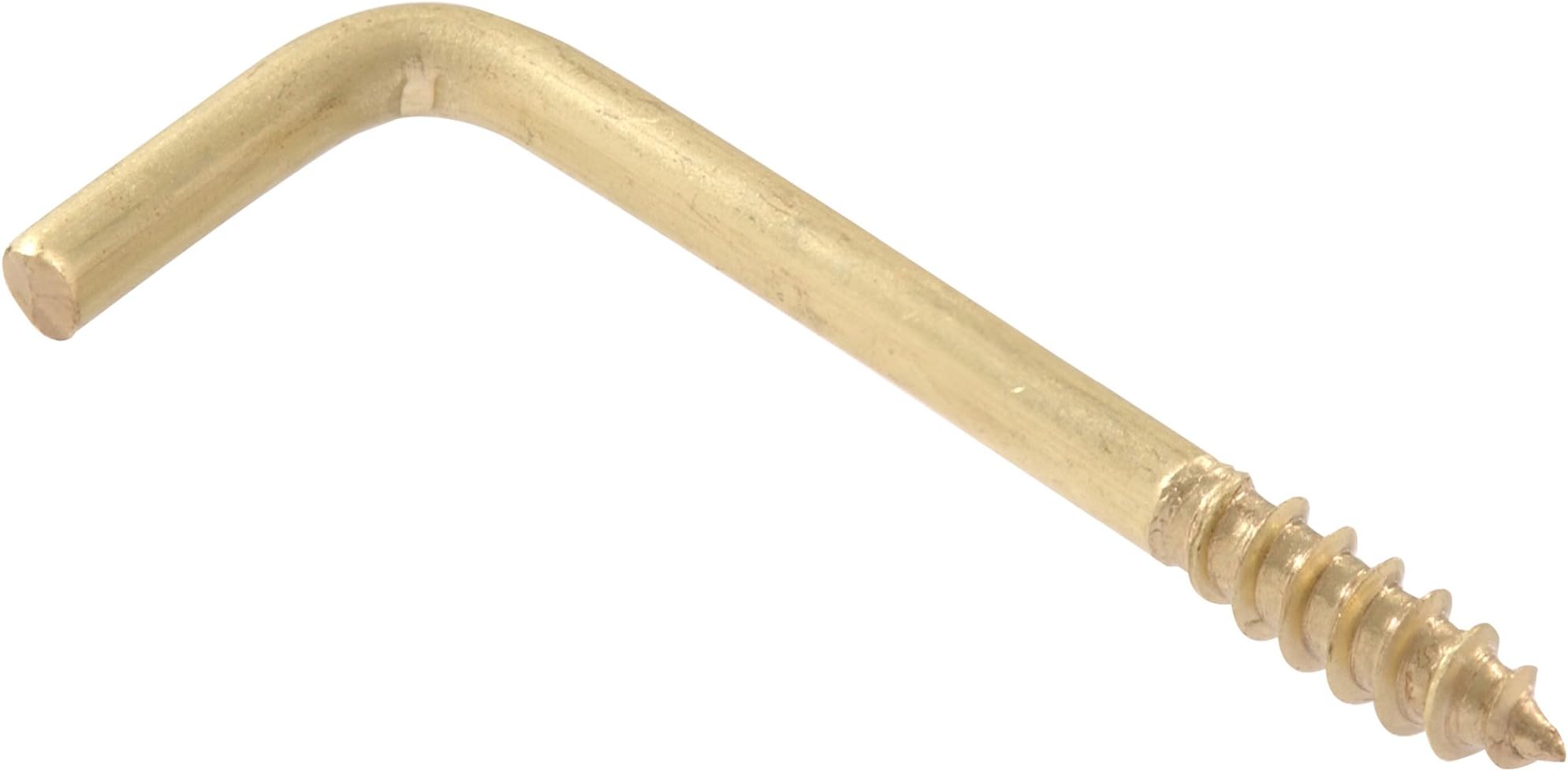 The Hillman Group 9441 Brass Square Bend Hook, 0.106 x 1-3/8-Inch, 4-Pack