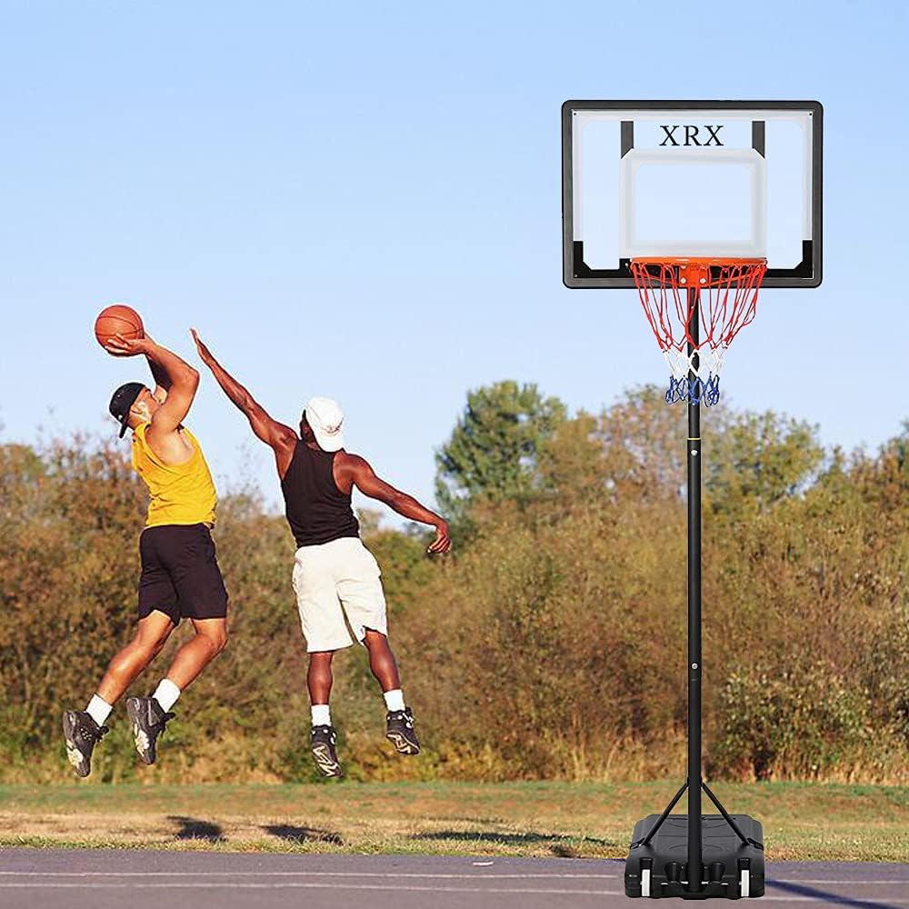 Basketball Hoop, XRX Portable Basketball Hoop & Goal Basketball System, Height Adjustable 5ft-7ft w/ 32Inch Backboard and Wheels Suitable for Teenagers Swimming Pool Indoor Outdoor Use : Sports & Outdoors