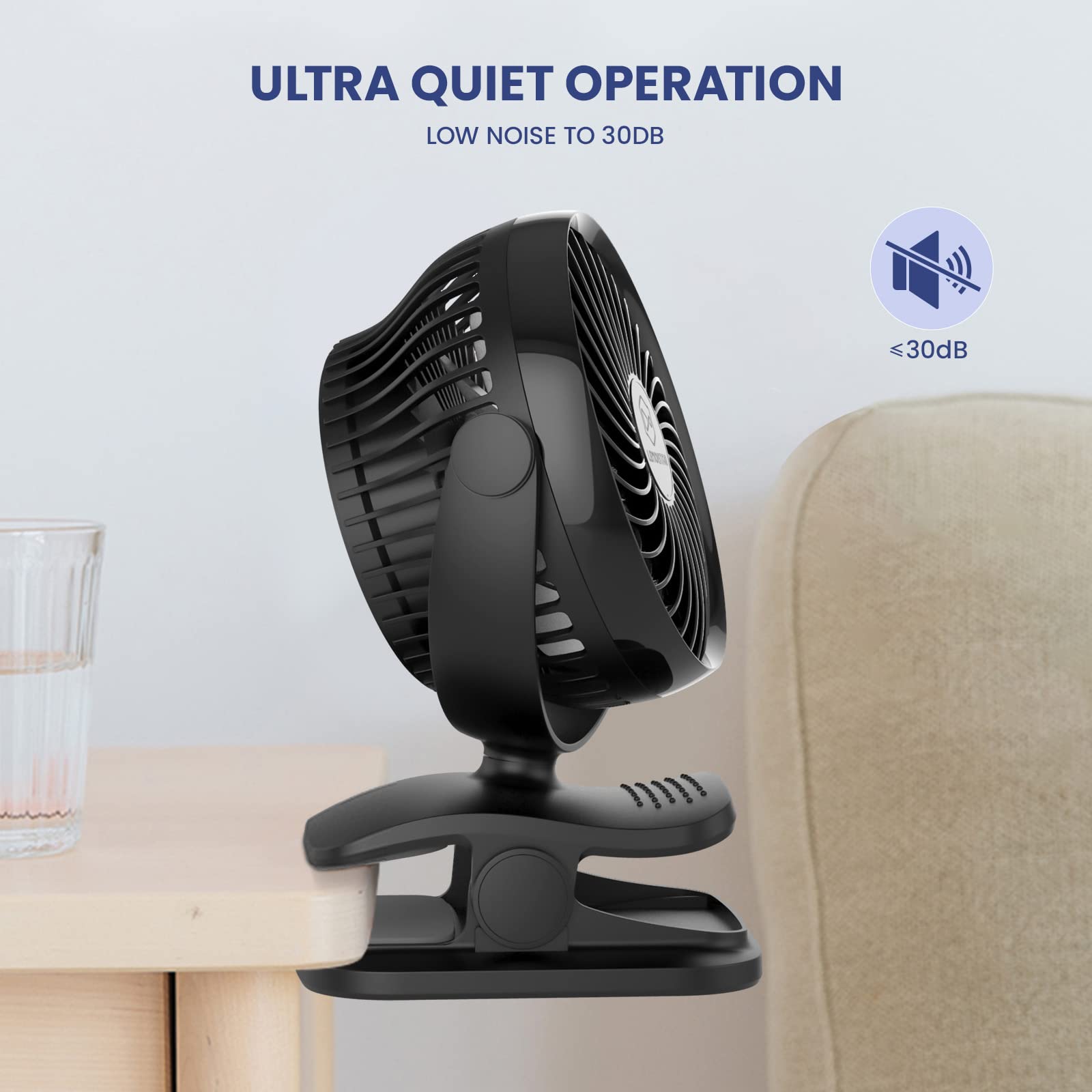 Shinebella AA Battery Powered Clip on Fan with 4-Speed, 5’’ Small Desk Fan with Aroma Function, USB Powered, 360°Rotation, Ultra Quiet, for Golf Cart, Stroller, Bedroom,Car(Batteries Not Included)