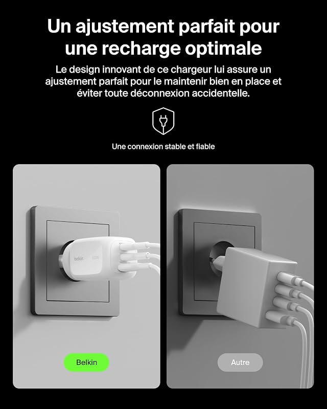 Chargeur Secteur GaN 3 Ports USB-C 100 W, 2 Ports USB-C et 1 Port USB-A, Fiches électriques UE/R.-U. / É.-U., pour MacBook, iPhone, iPad Pro, Samsung Galaxy, Google Pixel, etc - Blanc